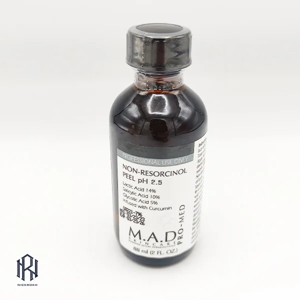 پیلینگ اسید تراپی تهاجمی بدون رزورسینول برند M.A.D حجم 60 میل همراه با محلول خنثی کننده