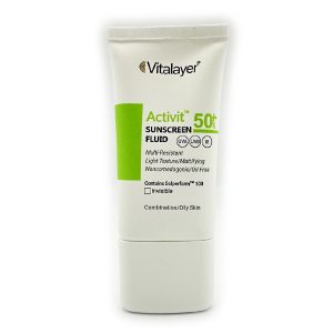 ضد آفتاب فلوئیدی پوست چرب اکتی ویت برند ویتالیر SPF50+ (بدون رنگ) حجم 50 میل