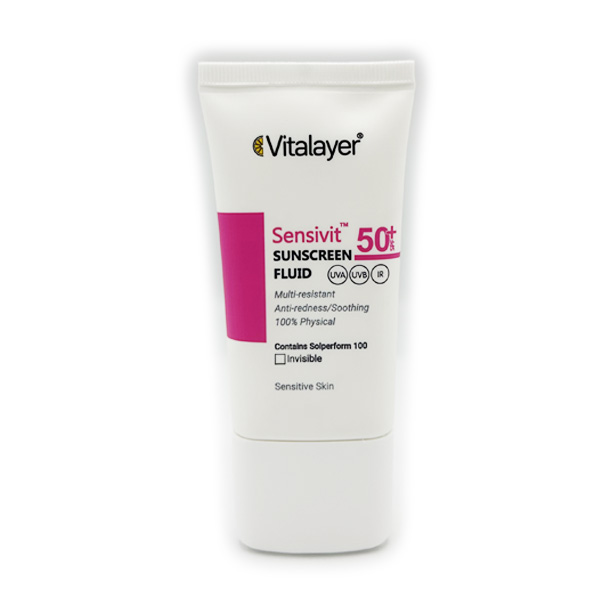 ضد آفتاب فلوئیدی سنسی ویت برند ویتالایر SPF50+ بی رنگ حجم 50 میل